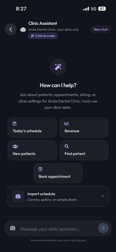 Example: In-practice AI assistant interface for rapid patient prep