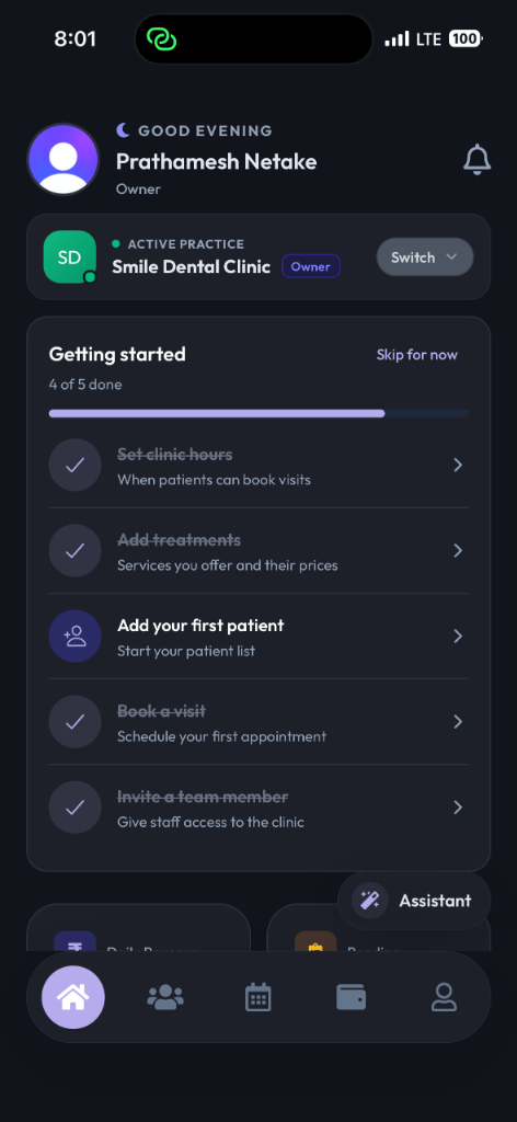 Example: Practice dashboard and daily consultation checklist