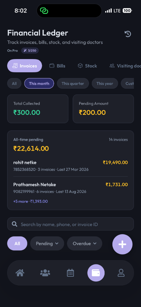 Example: Real-time revenue tracking and pending dues ledger